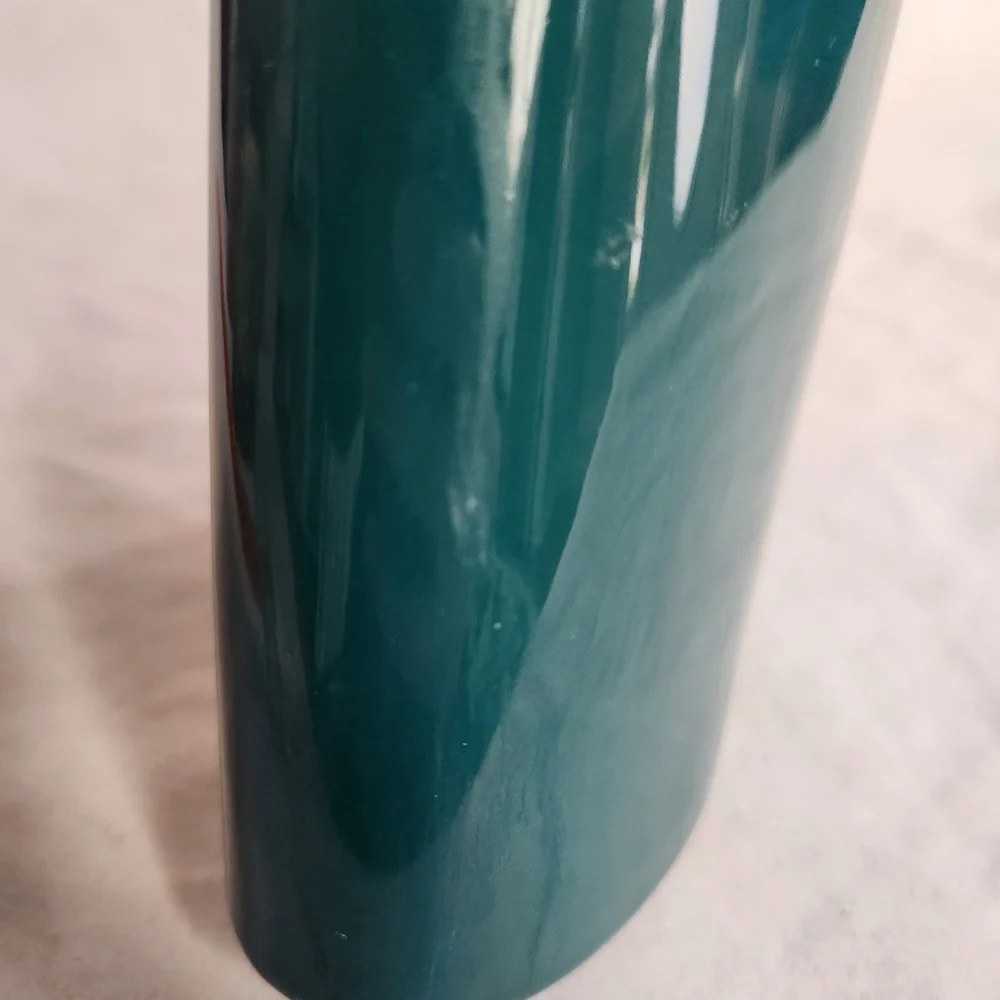 Vintage Asian White Calla Lily Flower Teal Green Vase